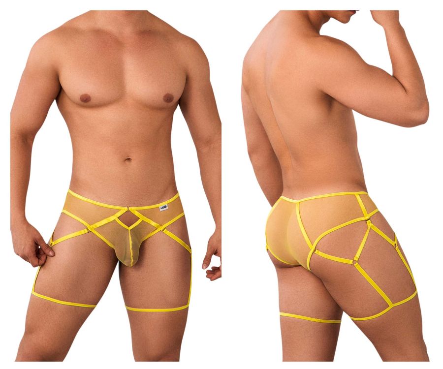 CandyMan 99625 Mesh Garter Briefs Yellow