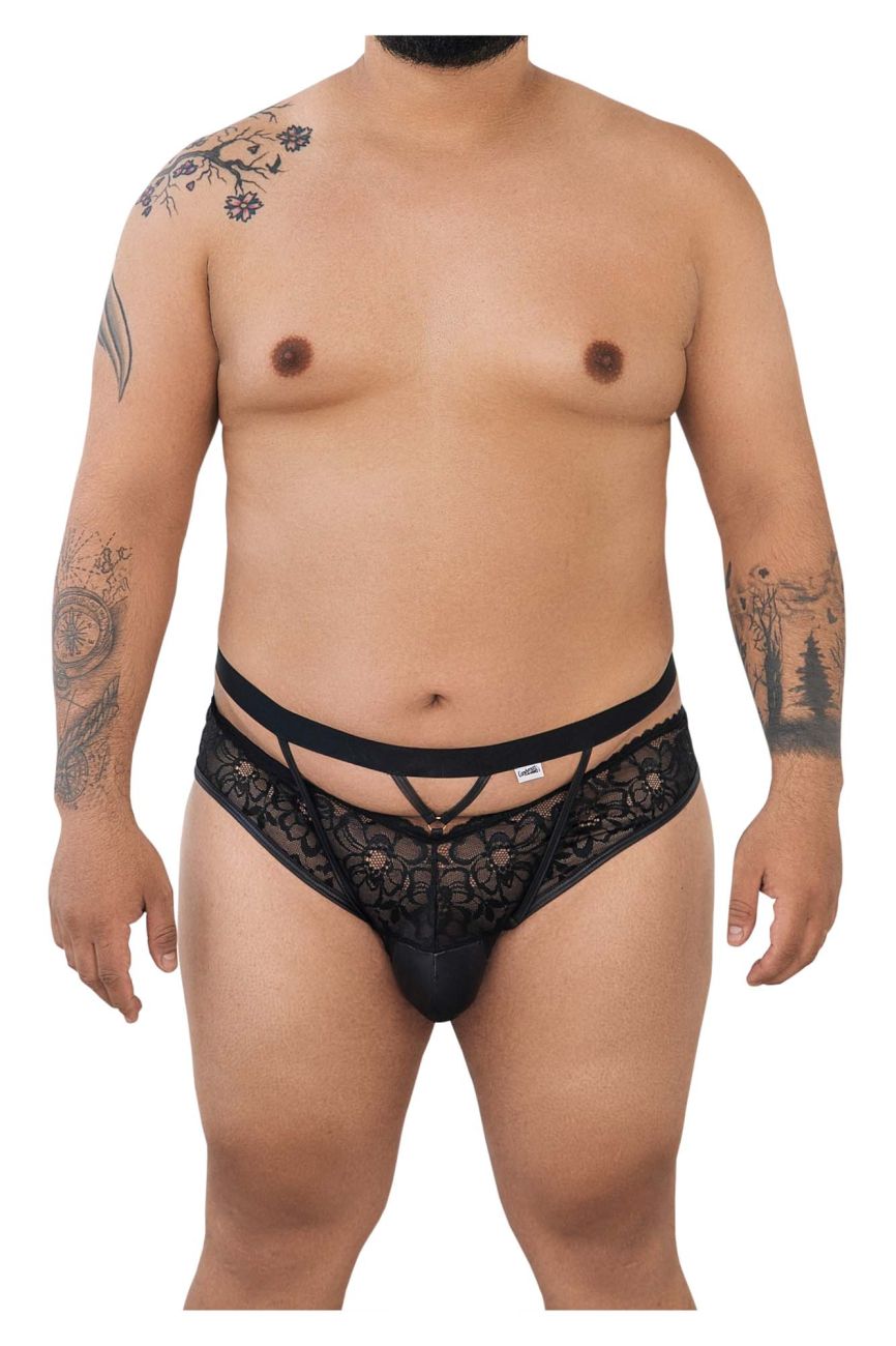 CandyMan 99627X Lace Jockstrap Black Plus Sizes