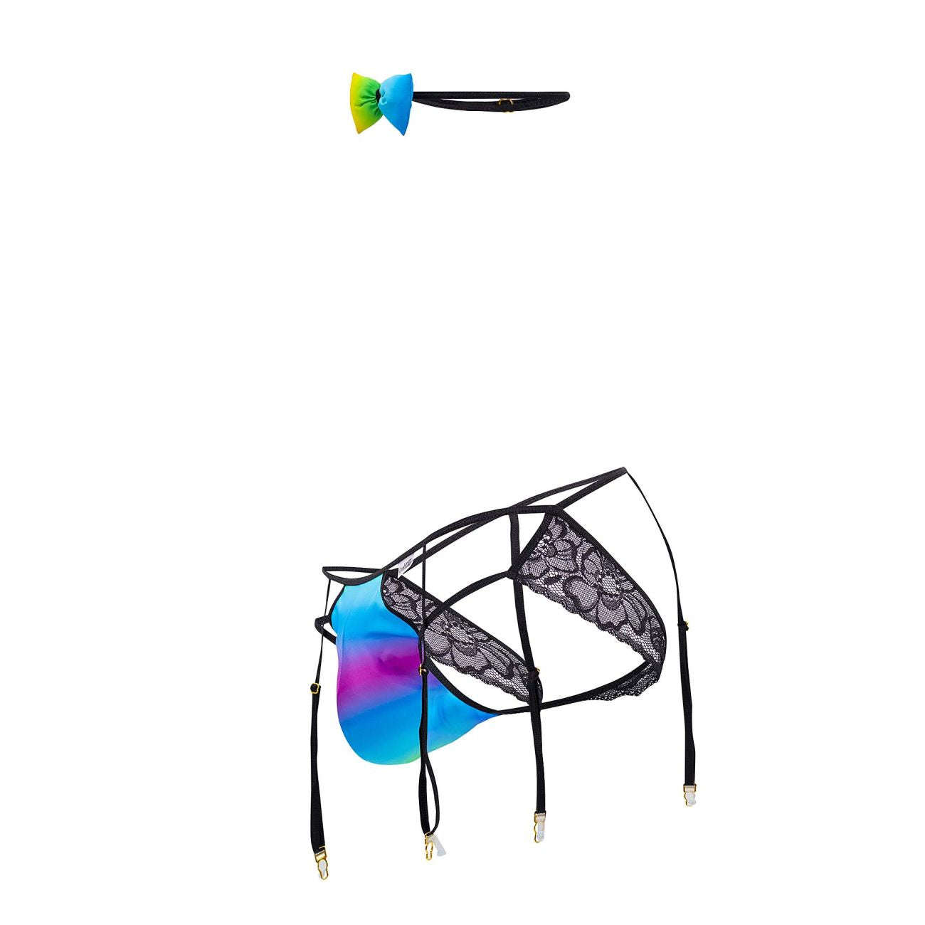 CandyMan 99630 Colorful Garter Jockstrap Rainbow