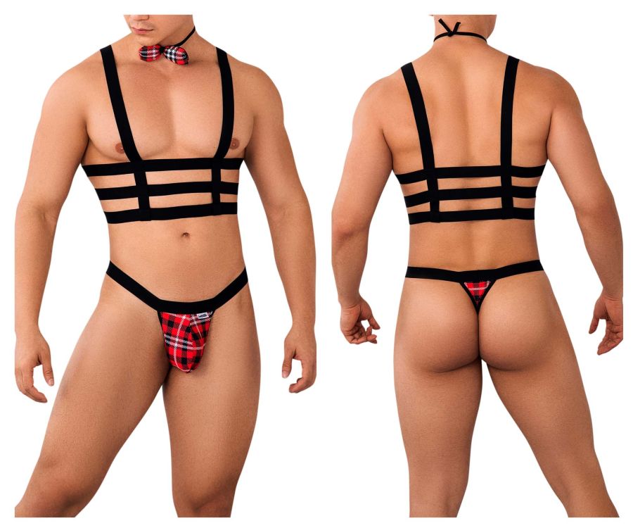 CandyMan 99634 Harness Two Piece Set Black and Tartan