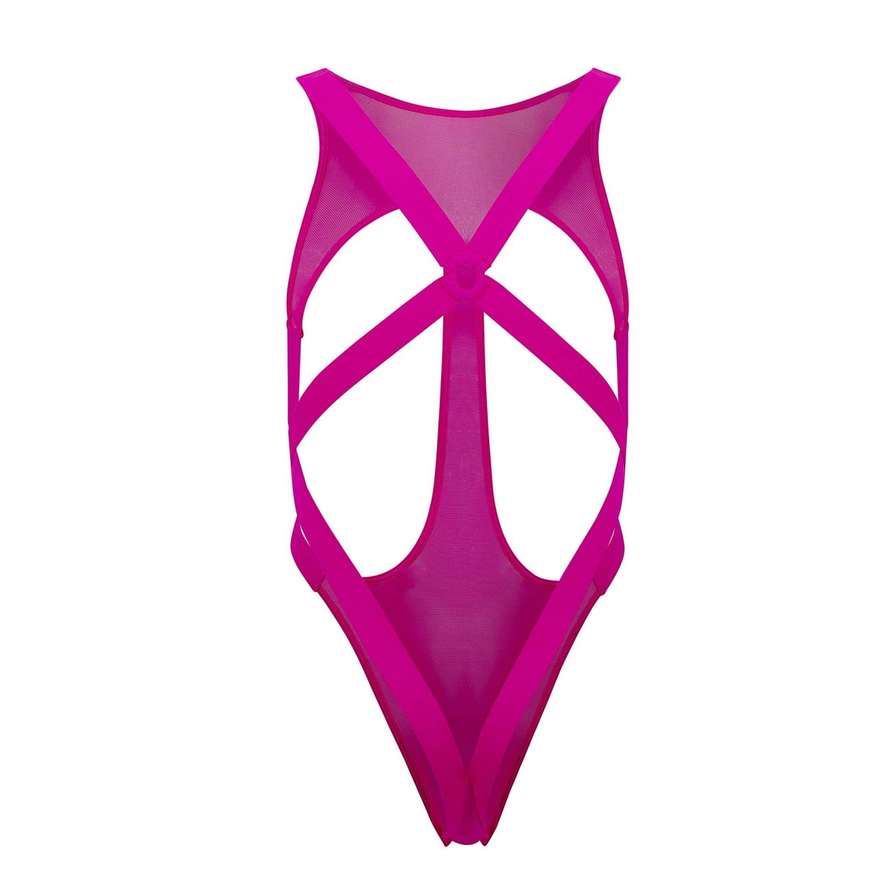 CandyMan 99643X Mesh Bodysuit Hot Pink Plus Sizes