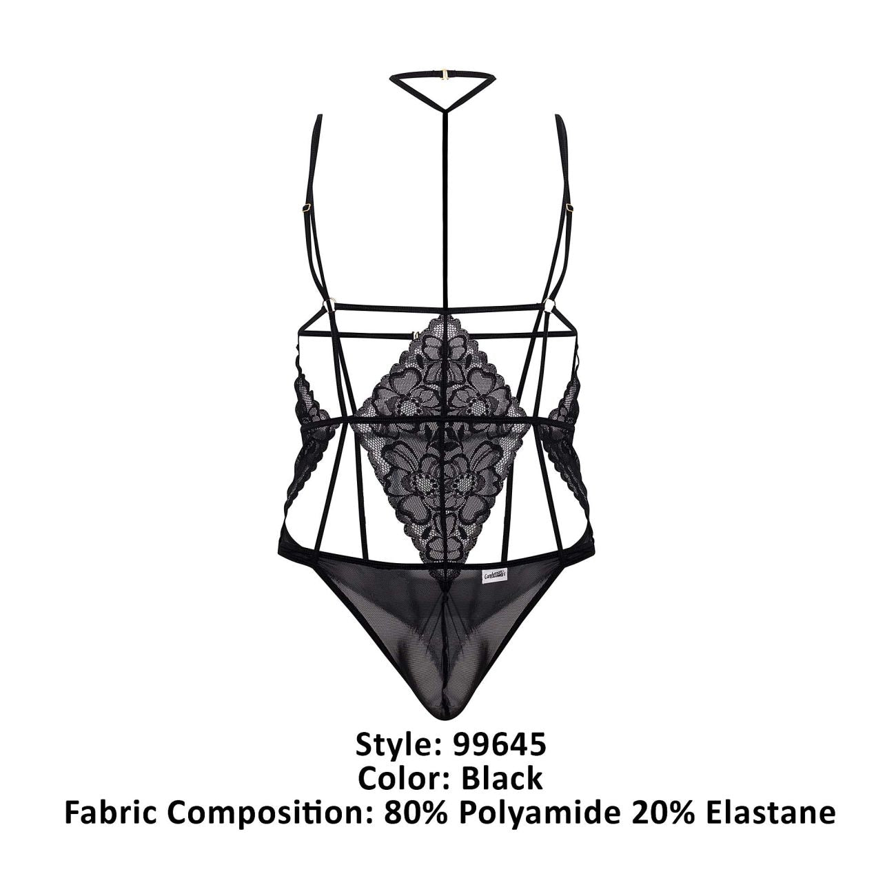 CandyMan 99645 Lace Bodysuit Black
