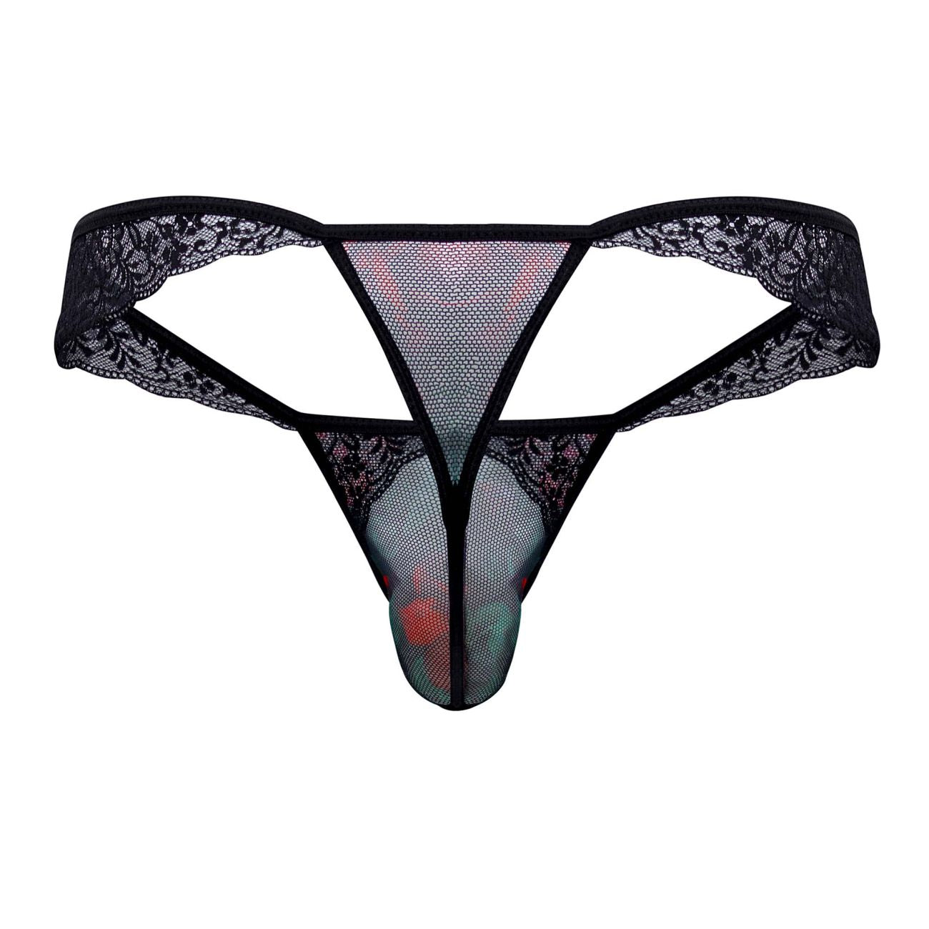 CandyMan 99658 Lace Thongs Black Print