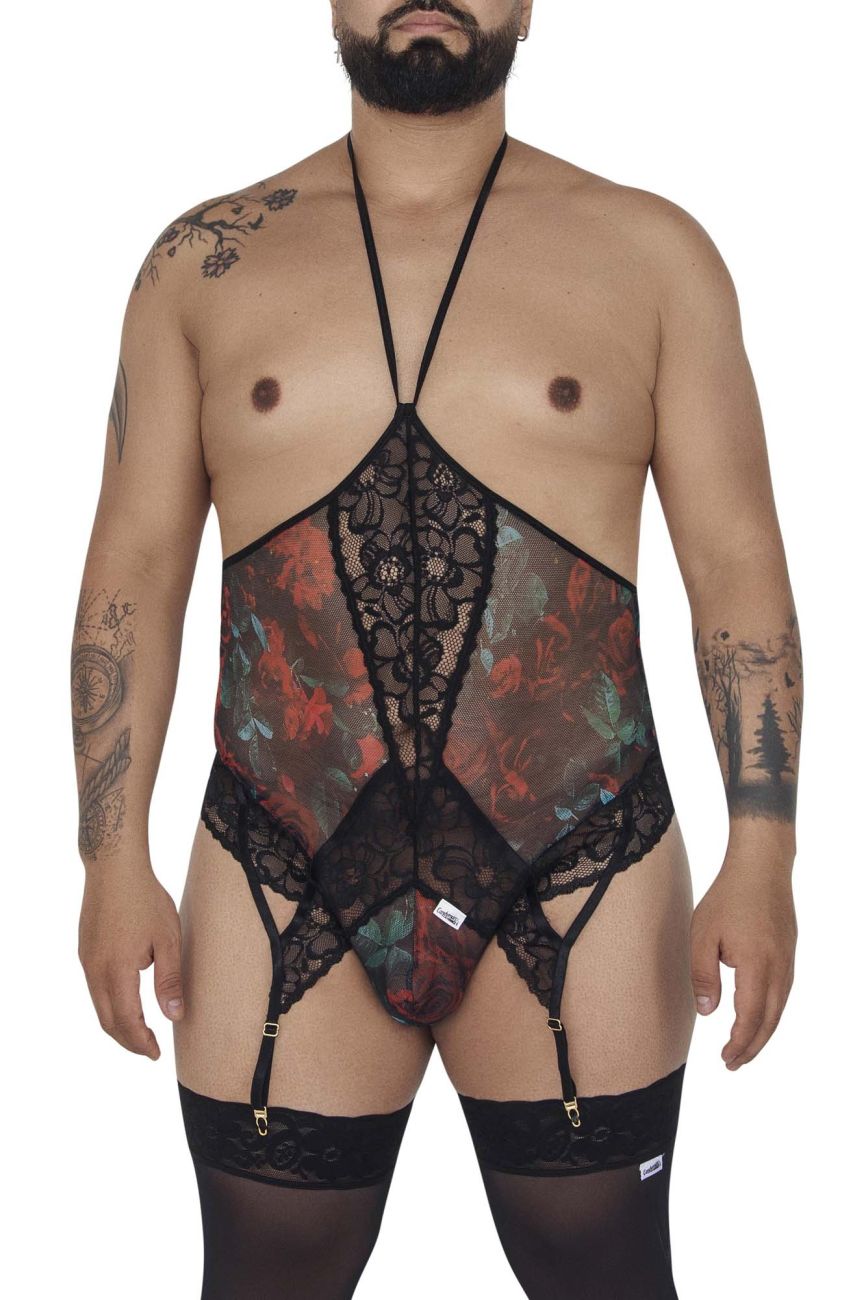 JCSTK - CandyMan 99661X Lace Bodysuit Black Printed