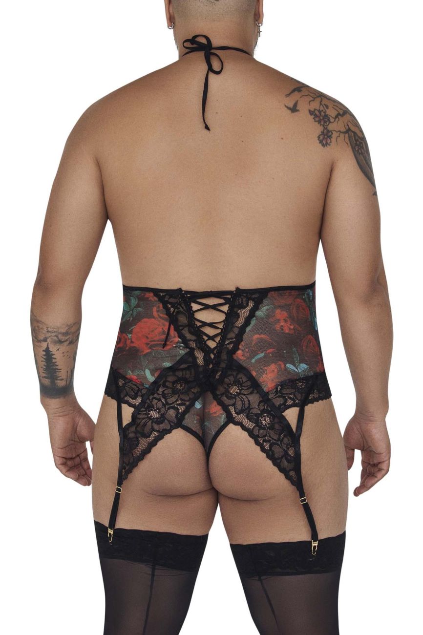 JCSTK - CandyMan 99661X Lace Bodysuit Black Printed