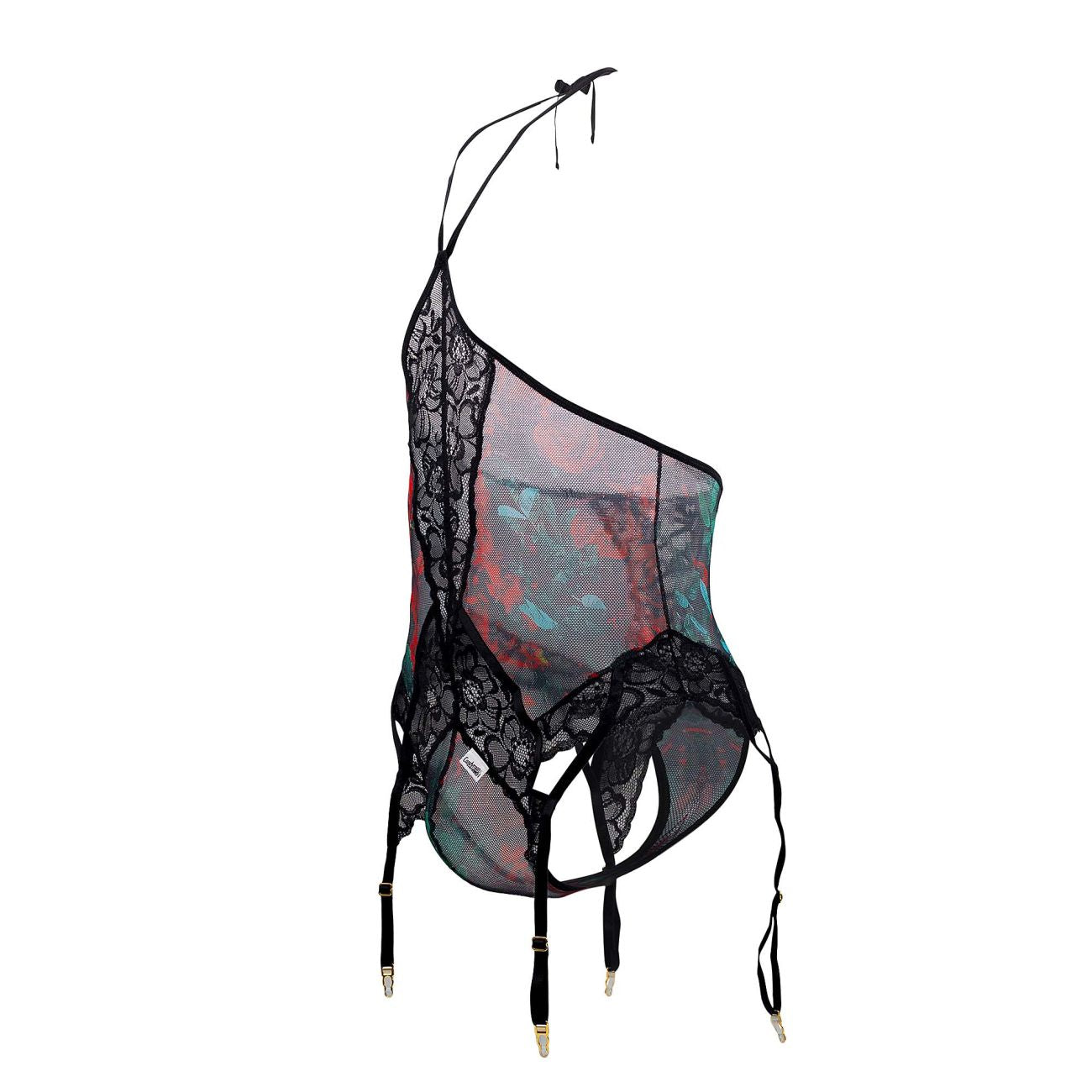 JCSTK - CandyMan 99661X Lace Bodysuit Black Printed