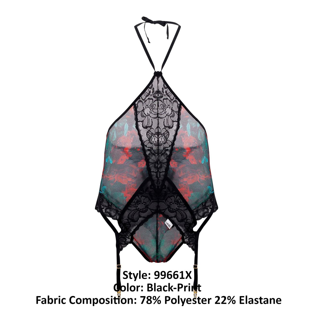 JCSTK - CandyMan 99661X Lace Bodysuit Black Printed