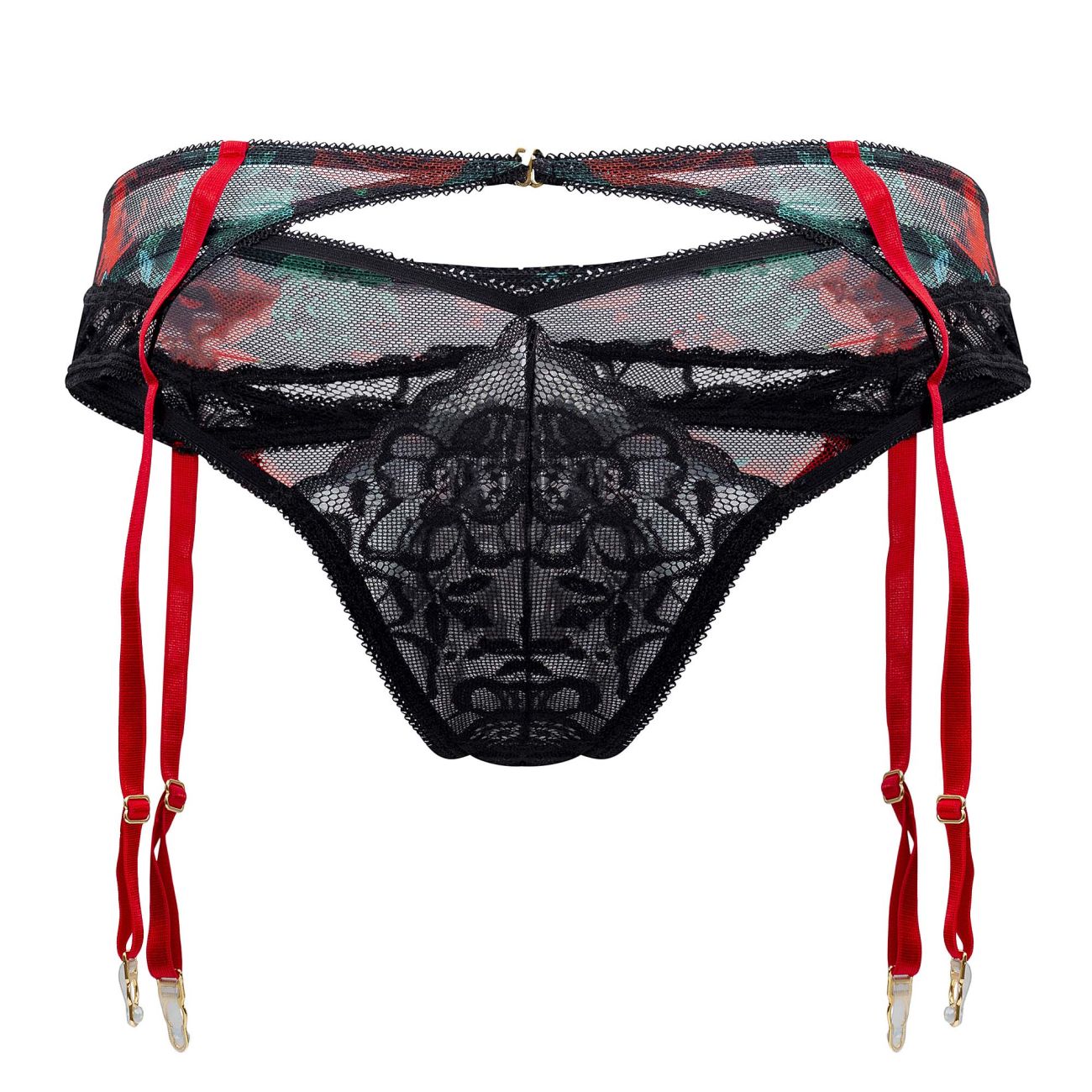 CandyMan 99688 Garter Thongs Two Piece Set Black