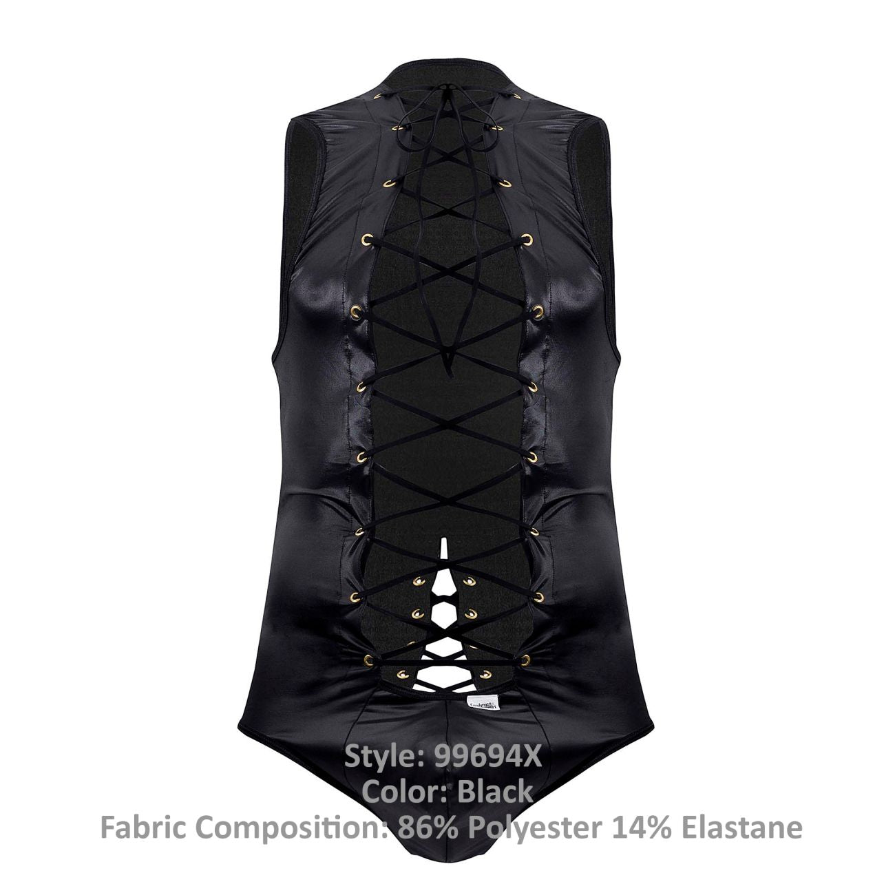 JCSTK - CandyMan 99694X Wrestling Bodysuit Black Plus Sizes