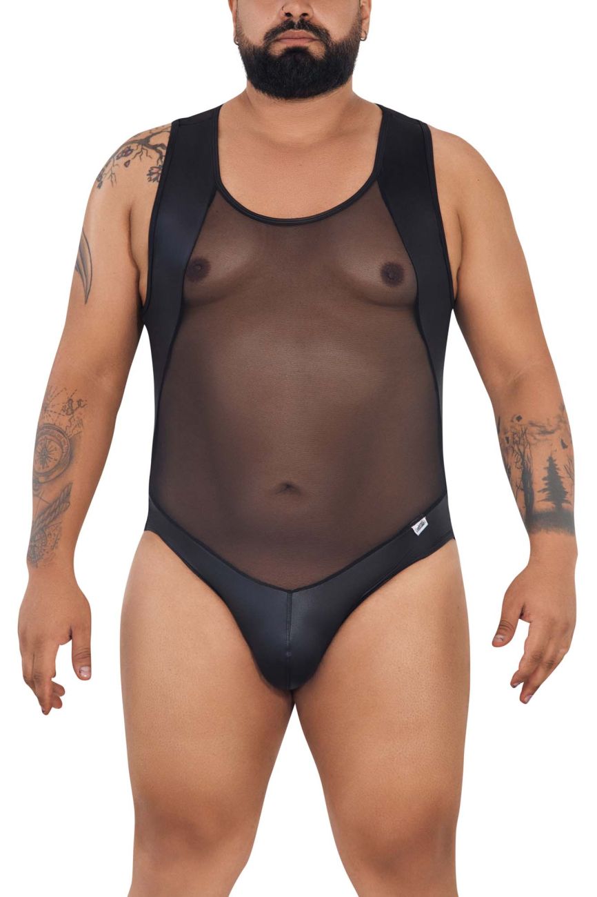 JCSTK - CandyMan 99716X Work-N-Out Bodysuit Black Plus Sizes