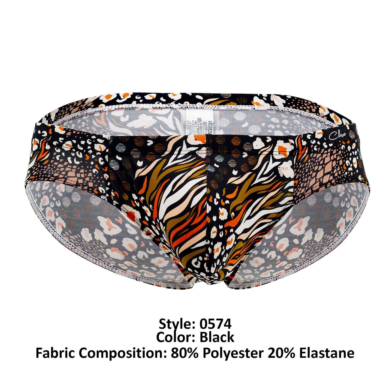 Clever 0574-1 Wild Briefs Black Printed