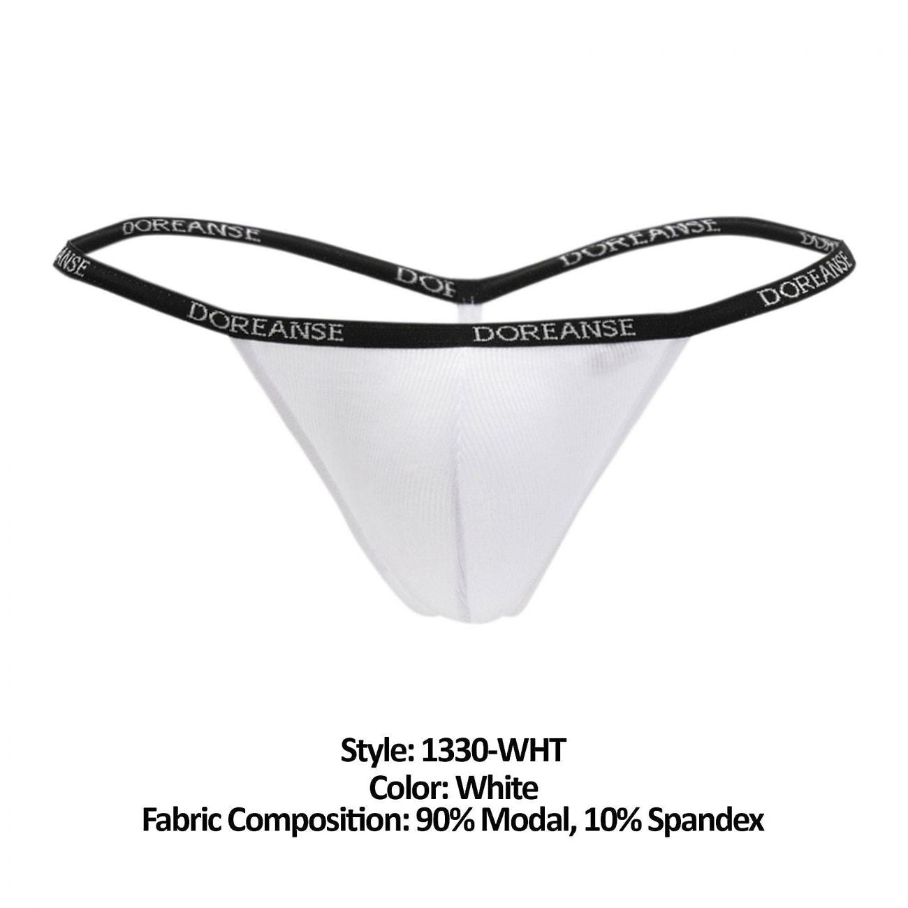 Doreanse 1330-WHT Ribbed Modal T-thong Mens Thong White