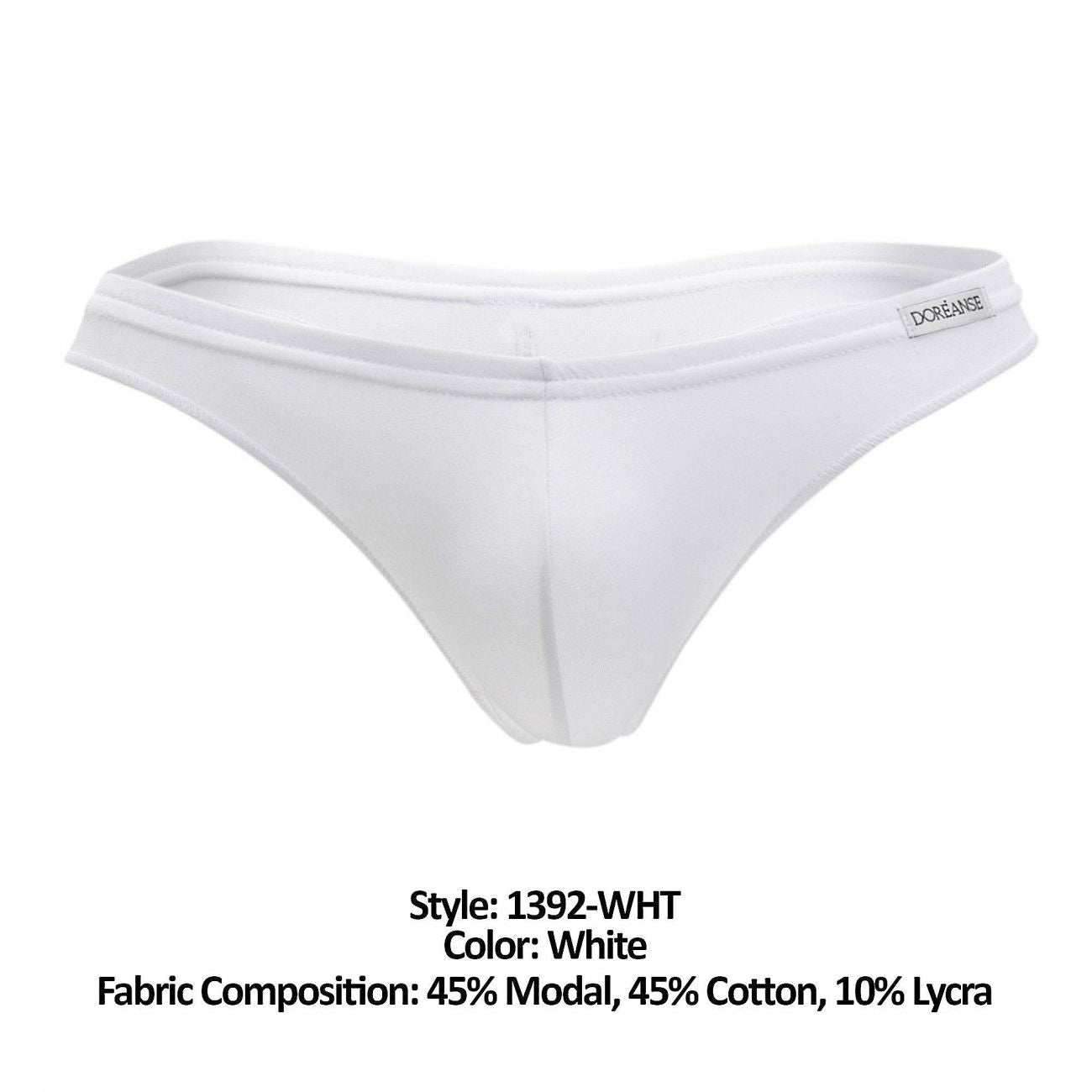 Doreanse 1392-WHT Euro Mens Thong White