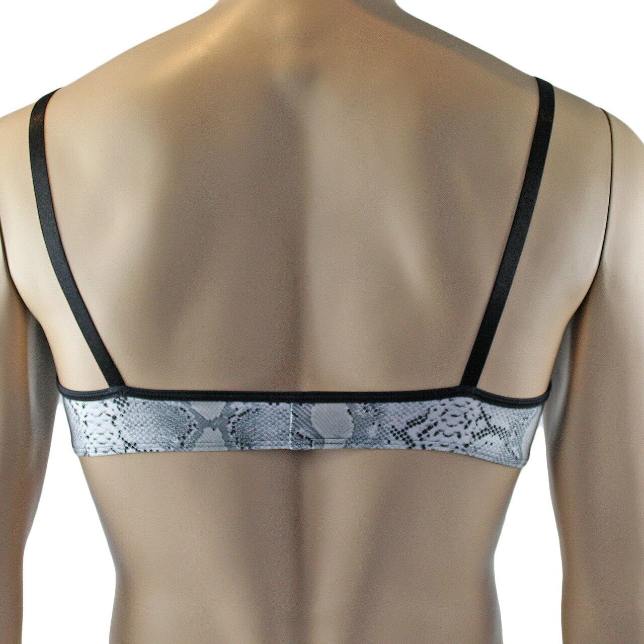 Mens Bra Grey Snake Print Bra Top for Males & G string