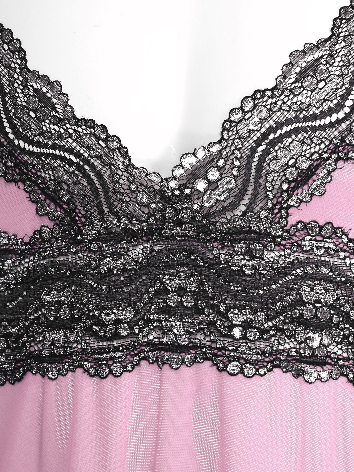 Mens Sissy Sheer Mesh and Lace Babydoll Seepwear Pink