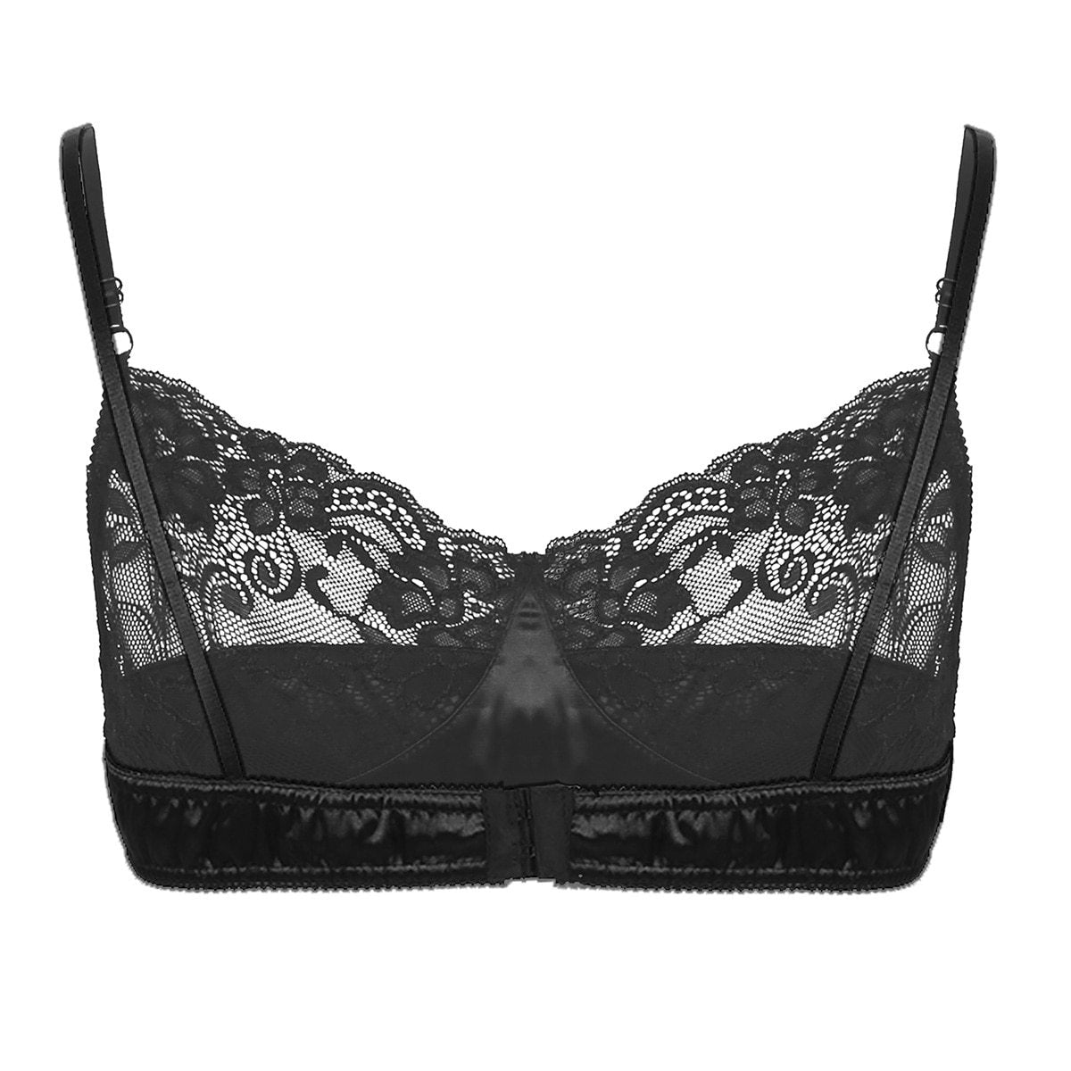 Mens Sissy lace and Sheer Mesh Bra Top Black