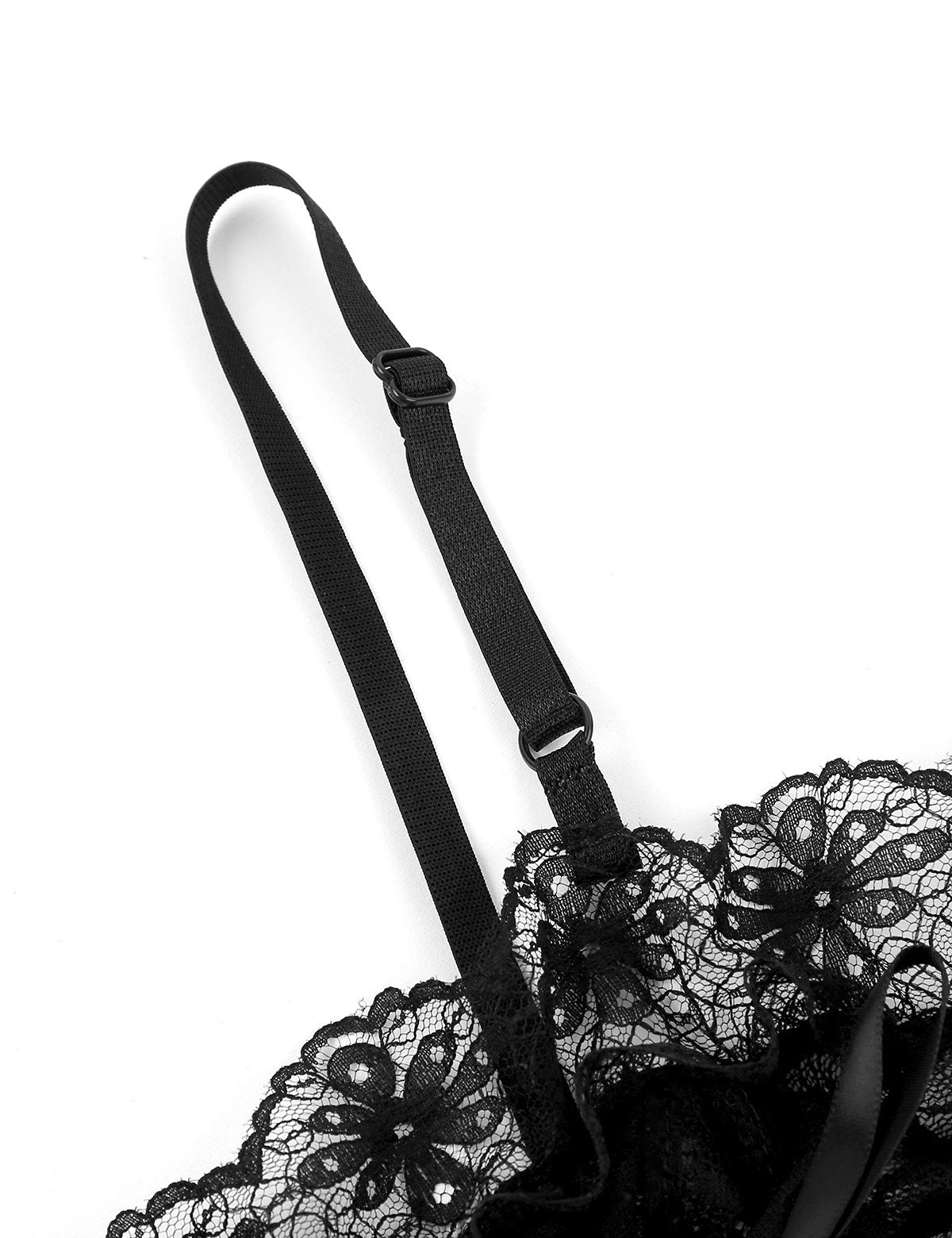 Mens Sheer Lace Bodysuit with Lace Trim Open Nipples Black