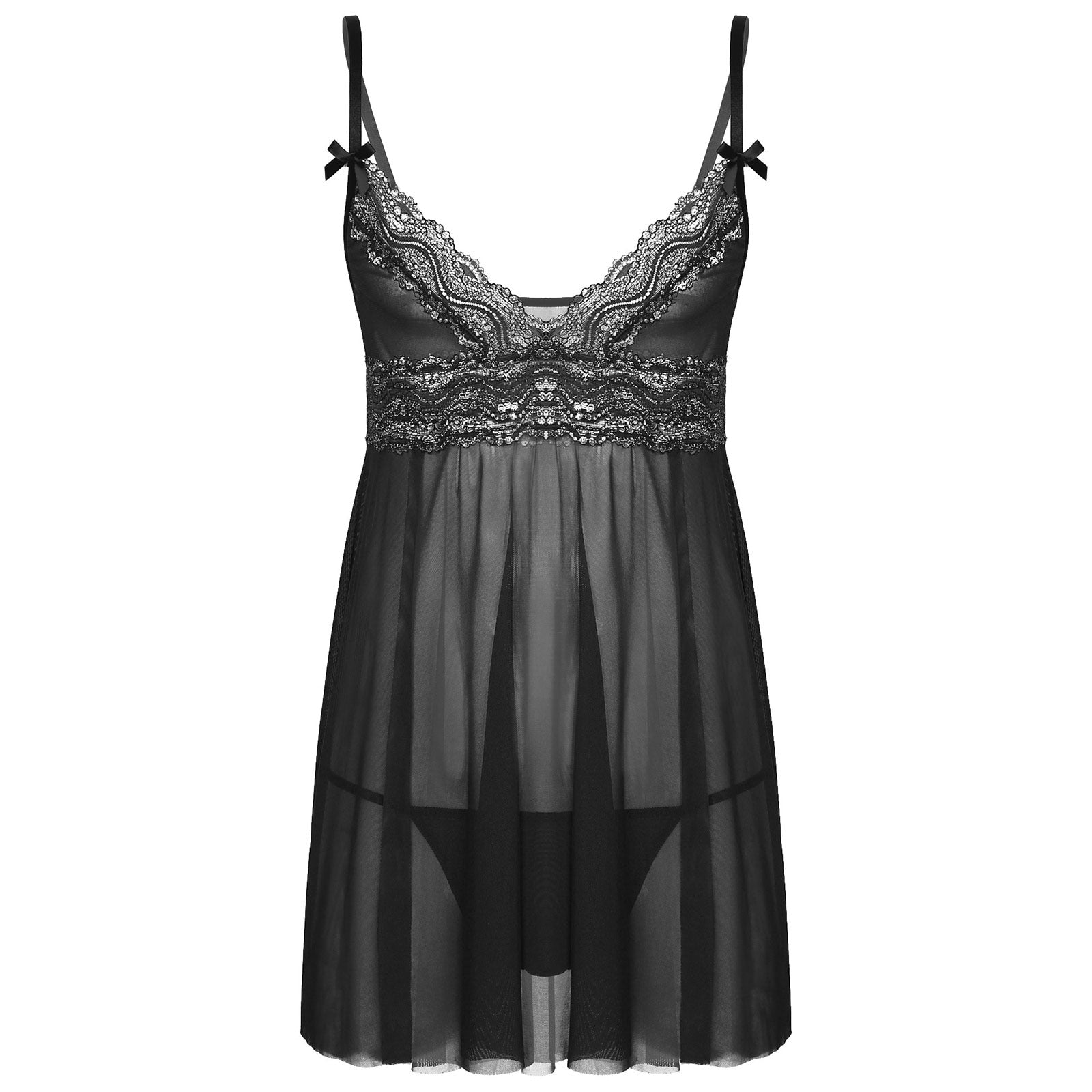 JCSTK - Mens Sexy Femme IF-14:193 Babydoll Nightwear with Pouch G string Black