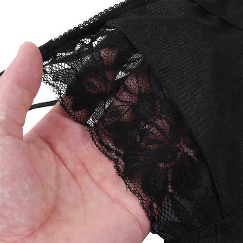 Mens Sissy Silky Soft Satin & Lace Bra Top Black