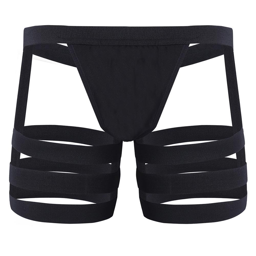 Mens Chaps Boxer Briefs with Garters & Leg Bands Black