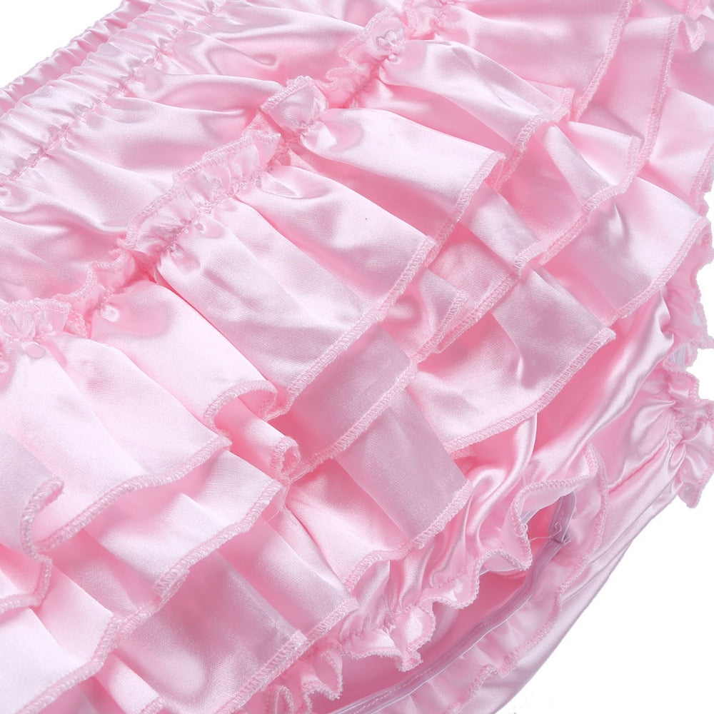 Mens Ruffle Girlie Bloomer Panties Pink