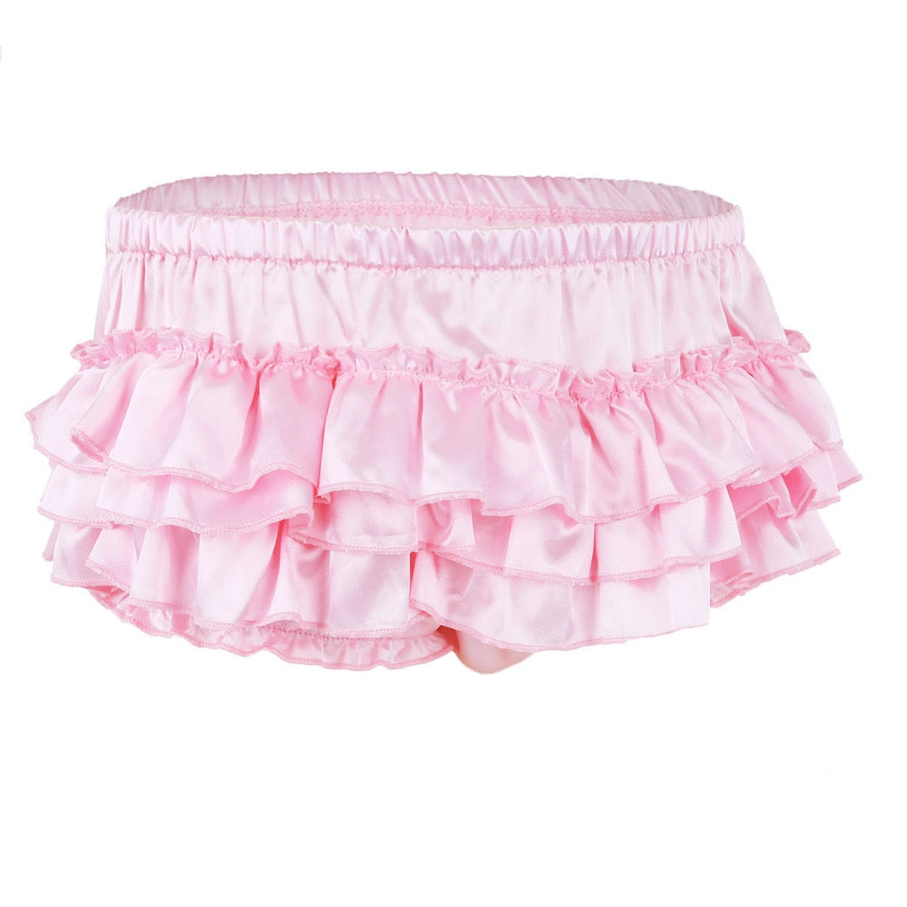 Mens Ruffle Girlie Bloomer Panties Pink