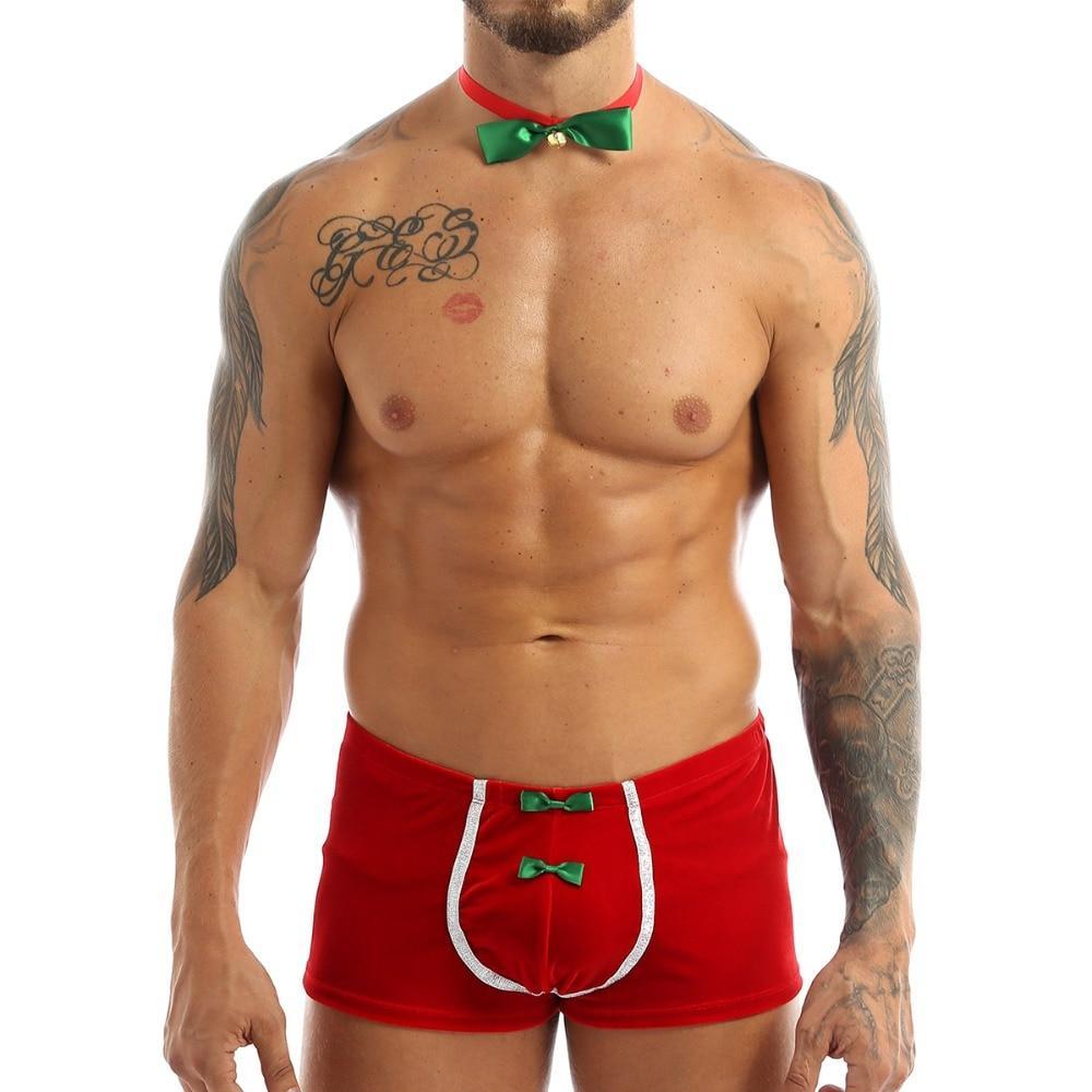 JCSTK - XMAS GIFT - Mens Sexy Christmas Costune Outfit, Santas Little Helper Red