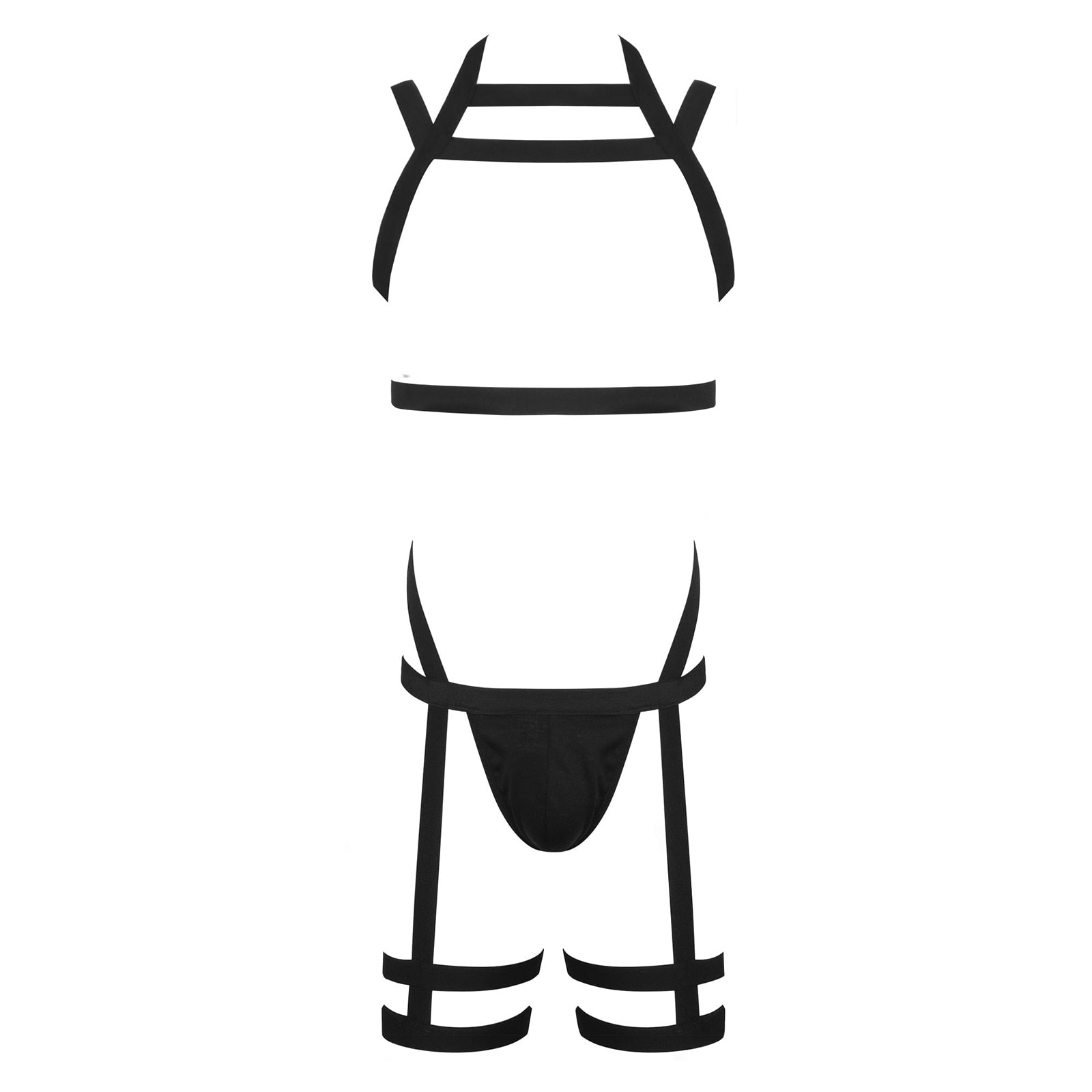 Mens Elastic Strappy Bodysuit Shoulder Chest Harness Belt Thong Underwear