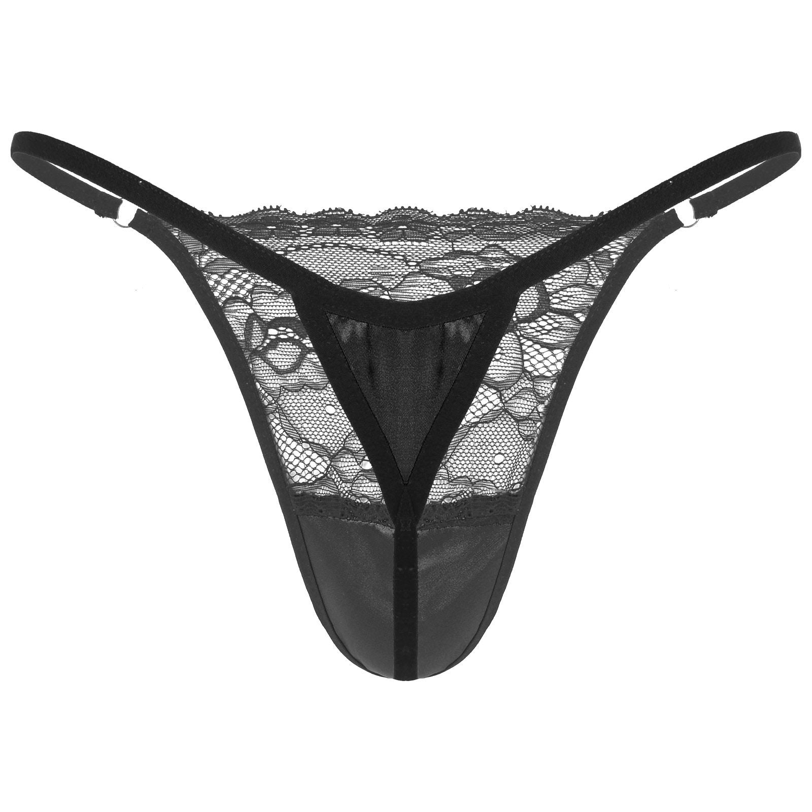 Mens Sissy lace and Sheer Mesh Bra Top Black