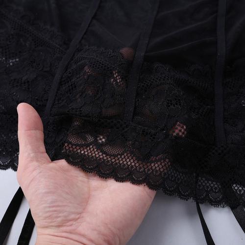 Mens Sissy Crossdress Corset Cami Top with Garters Black