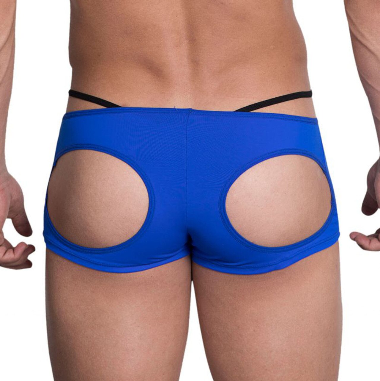 JCSTK - Mens Hidden Seduction Open Front & Back Hot Pants with G string Black and Blue