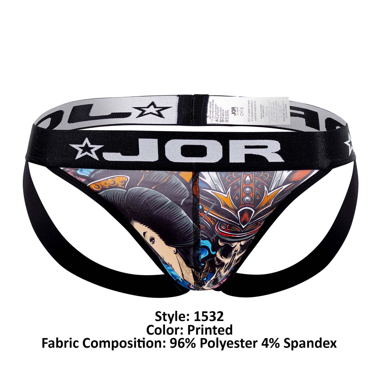 JOR 1532 Geisha Jockstrap Black Printed