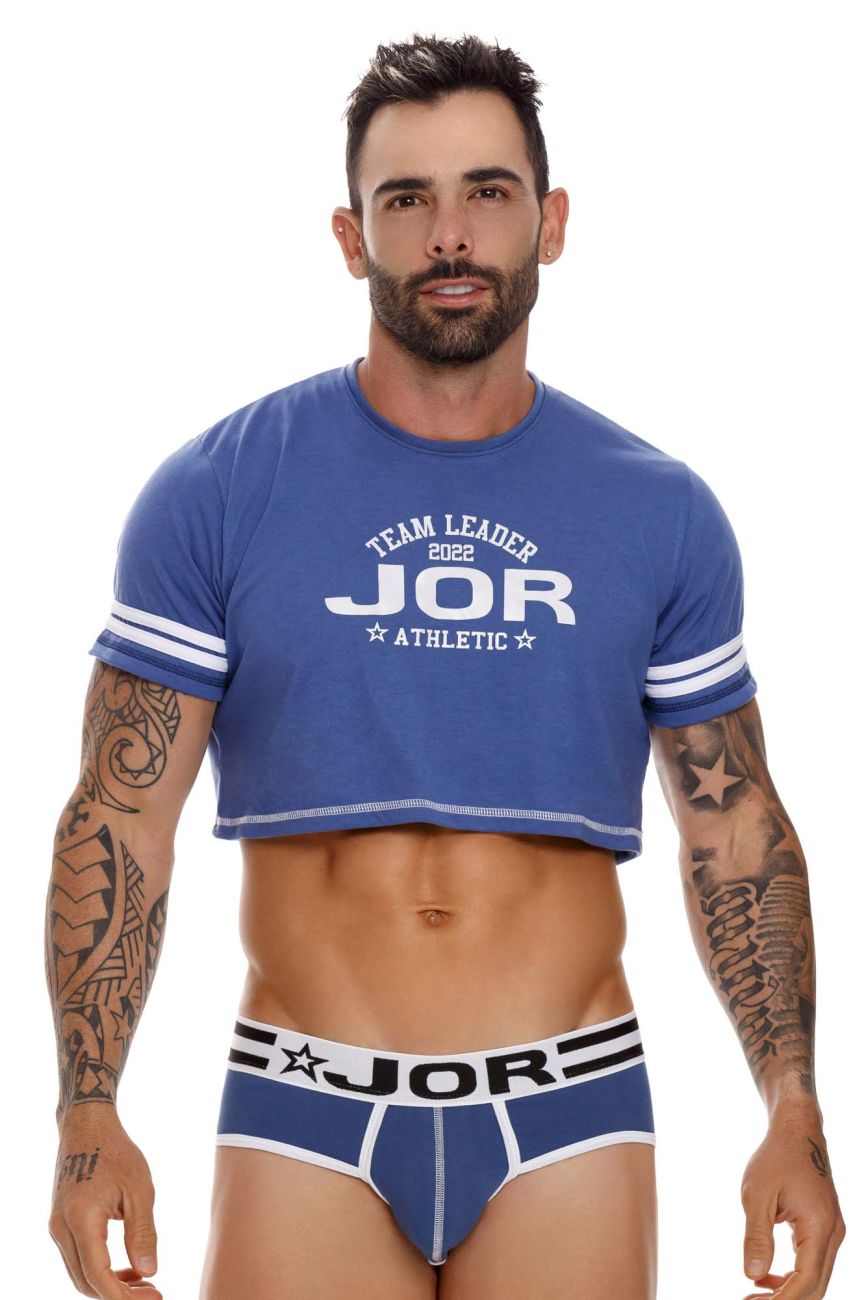 JOR 1617 Varsity Crop Top Blue
