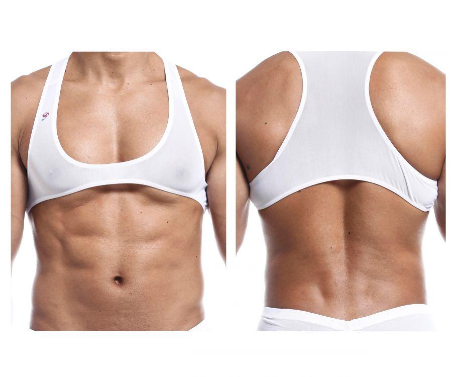 SALE - Mens Joe Snyder Stretch Spandex Posing Top with Y Back White