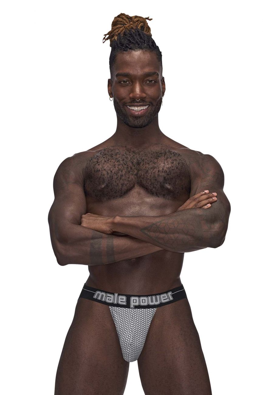 Male Power 352-269 Sexagon Strappy Ring Jock Gray