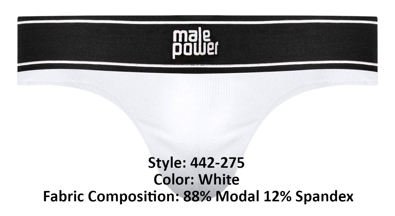 Male Power 442-275 Modal Rib Bong Thong White