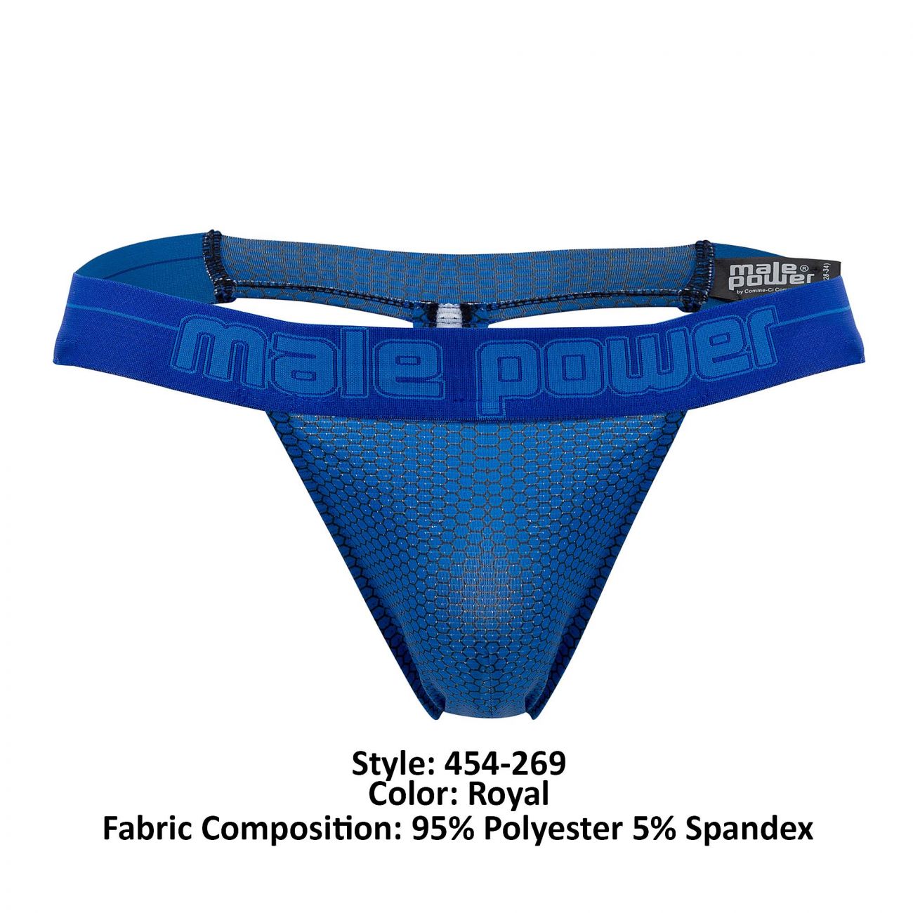 Male Power 454-269 Sexagon Micro V Thong Royal