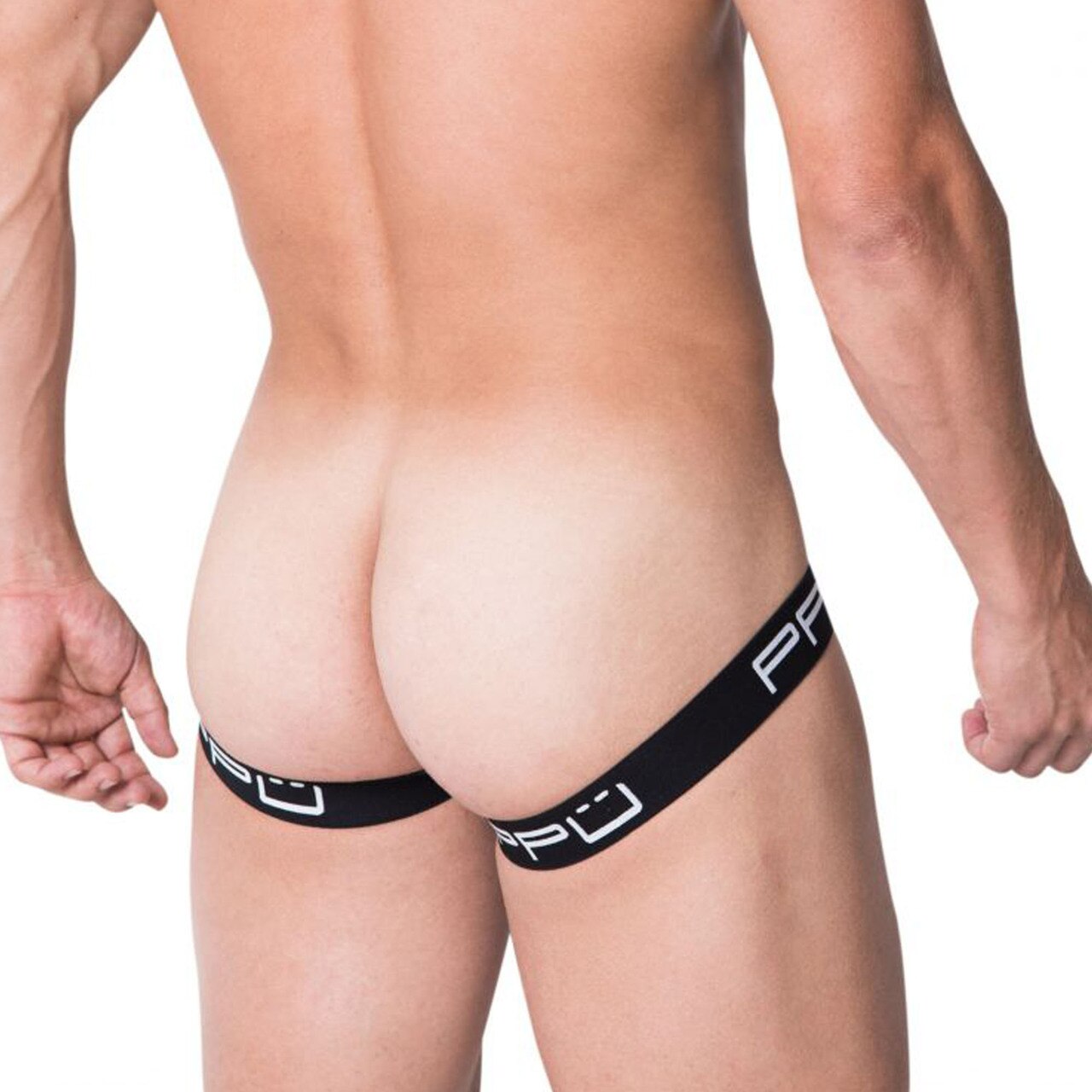 Mens PPU Underwear Sling Back Jockstrap Black