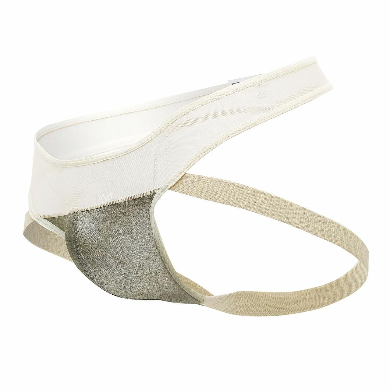 SALE - Mens PPU Underwear Mesh and Spandex Jock Strap Beige