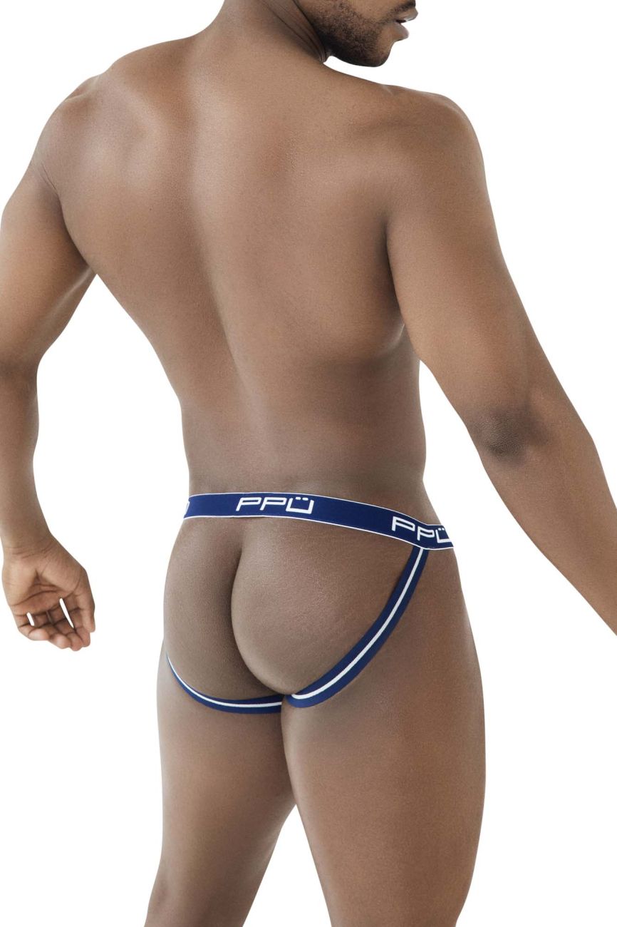 PPU 2308 One Side Mesh Jockstrap Blue