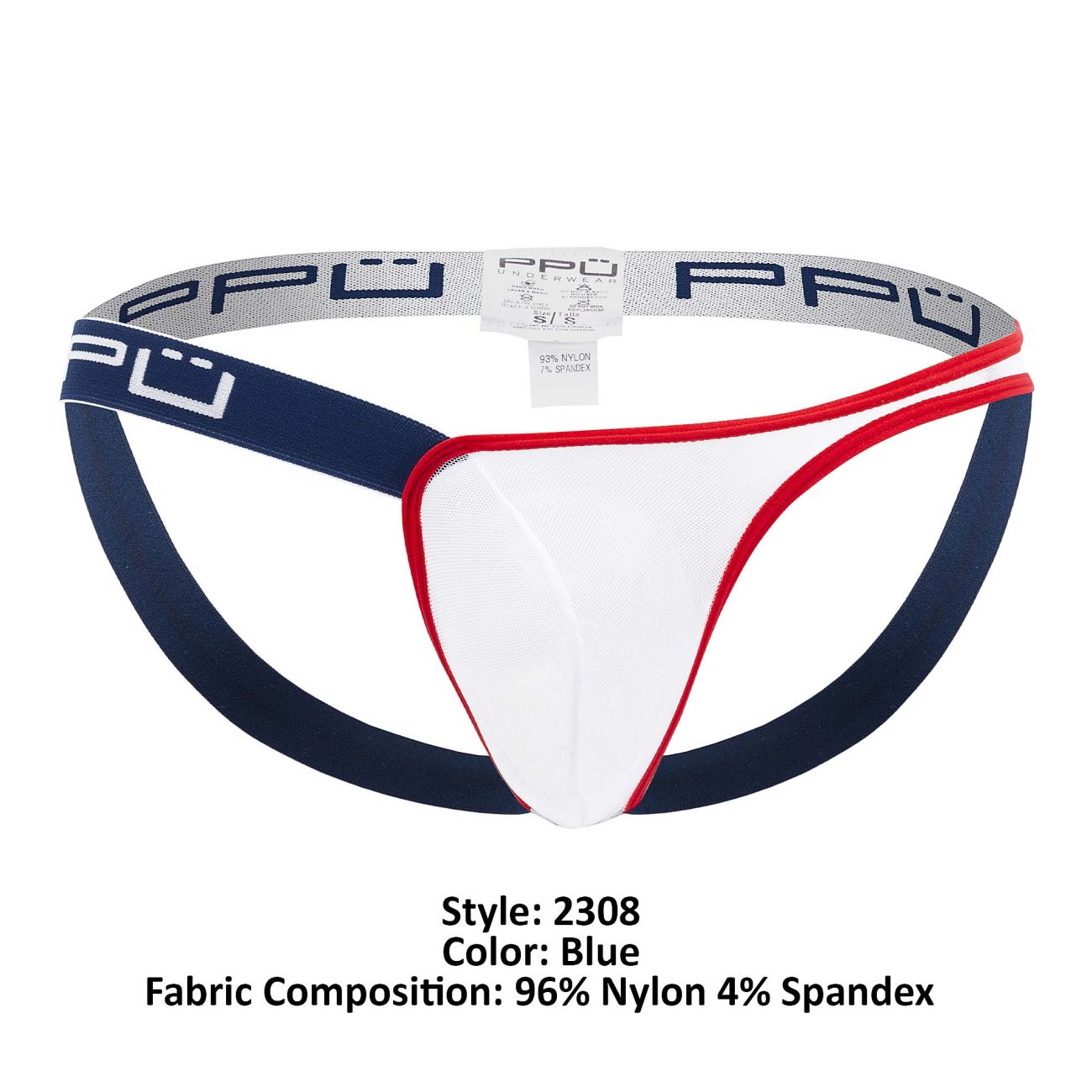 PPU 2308 One Side Mesh Jockstrap Blue