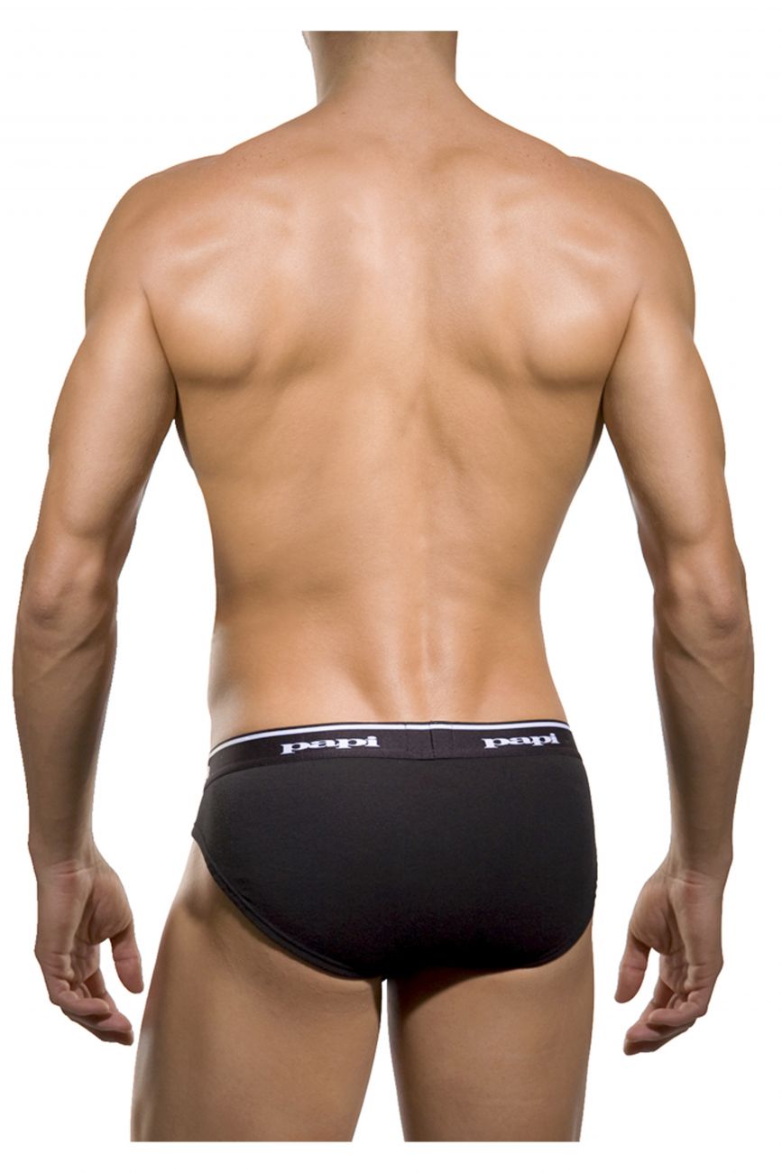 Papi 554101-001 3PK 1X1 Rib Low Rise Brief Black