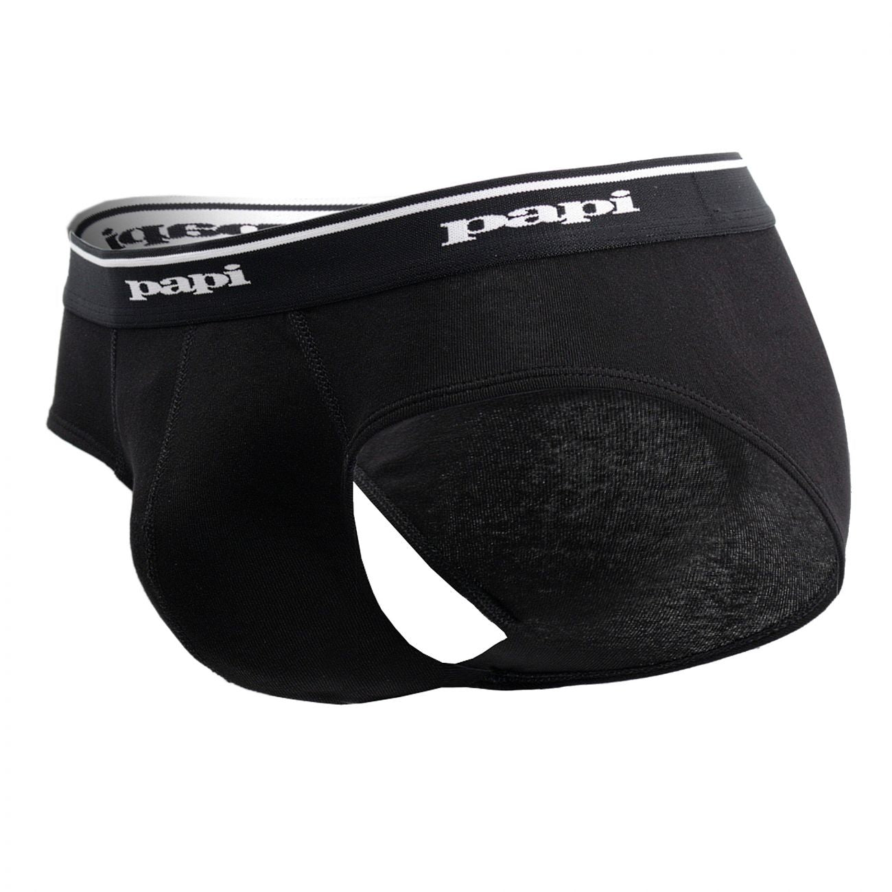 Papi 554101-001 3PK 1X1 Rib Low Rise Brief Black