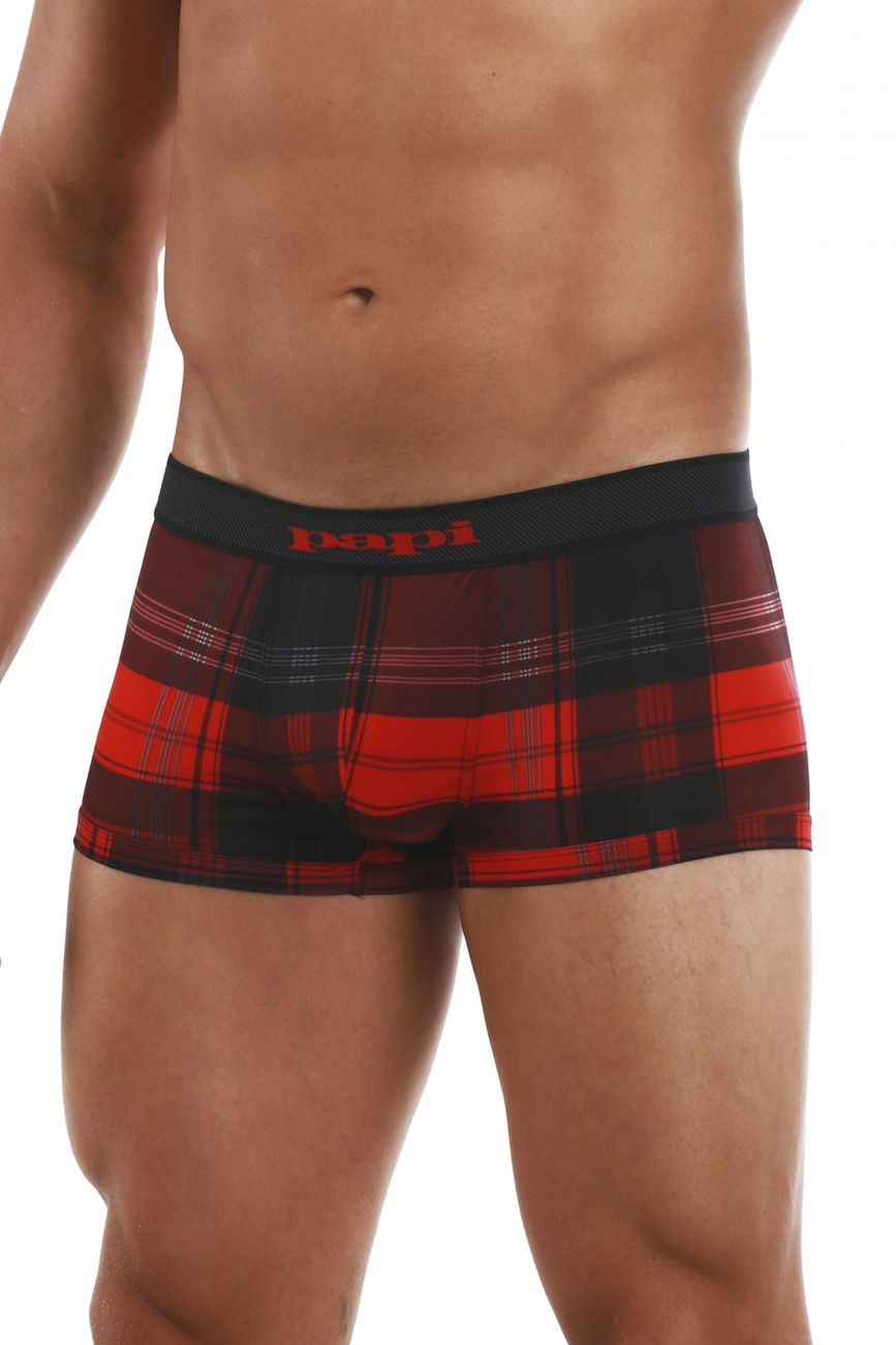 Papi 626182-982 Cool2 2PK Solid-Print Brazilian Trunks Black Red