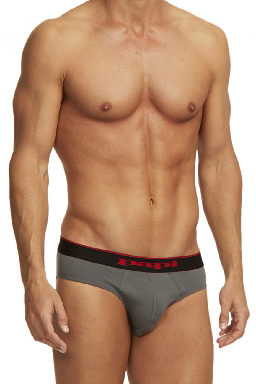 Papi 980403-950 3PK Cotton Stretch Brief Red-Gray-Black