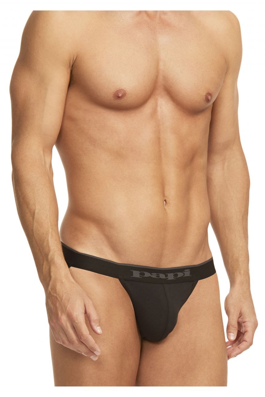 Papi 980911-001 3PK Cotton Stretch Jockstrap Black