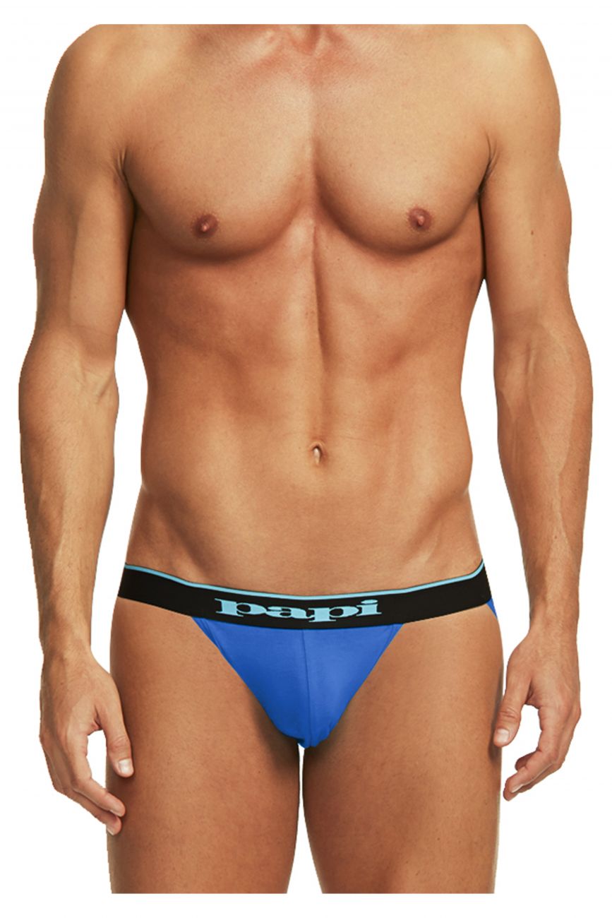 Papi 980911-941 3PK Cotton Stretch Jockstrap Black-Cobalt-Blue