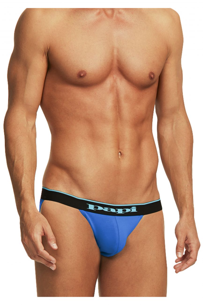 Papi 980911-941 3PK Cotton Stretch Jockstrap Black-Cobalt-Blue