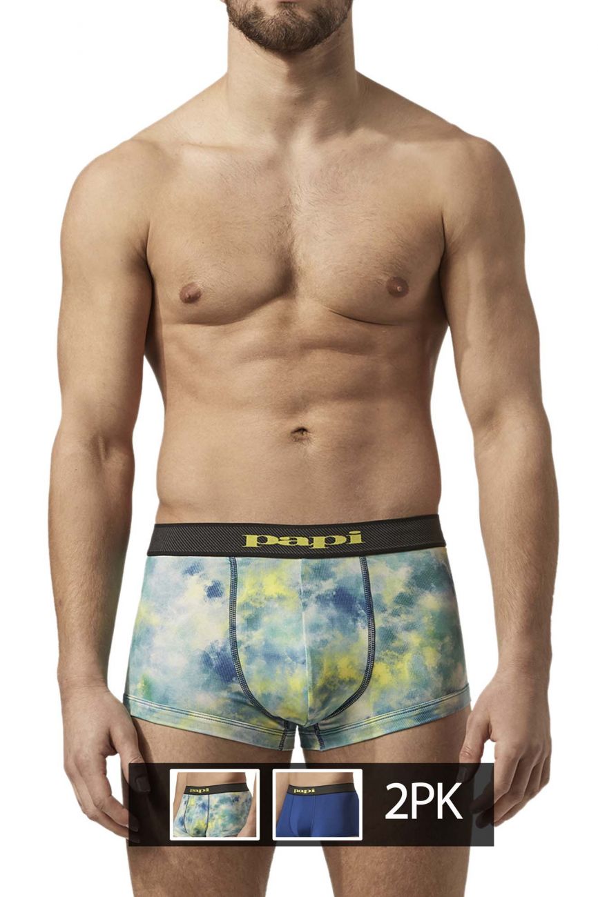 Papi UMPA074 2PK Microflex Brazilian Trunks Tie Dye-Blue
