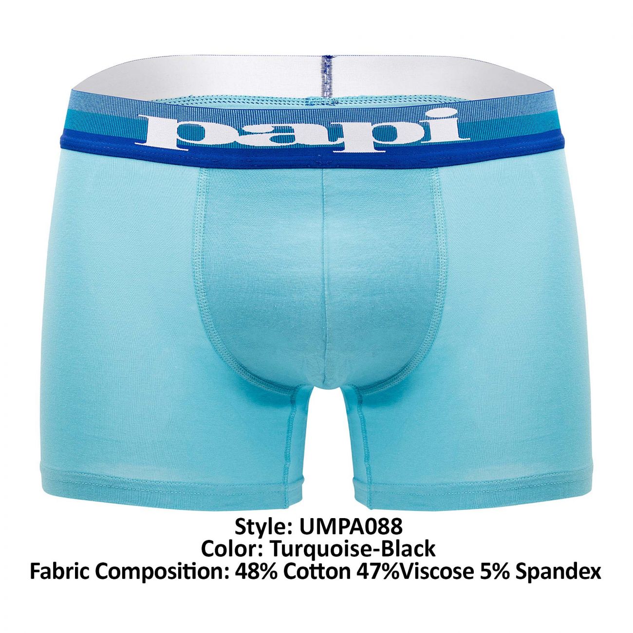 Papi UMPA088 2PK Microflex Brazilian Boxer Briefs Turquoise-Black